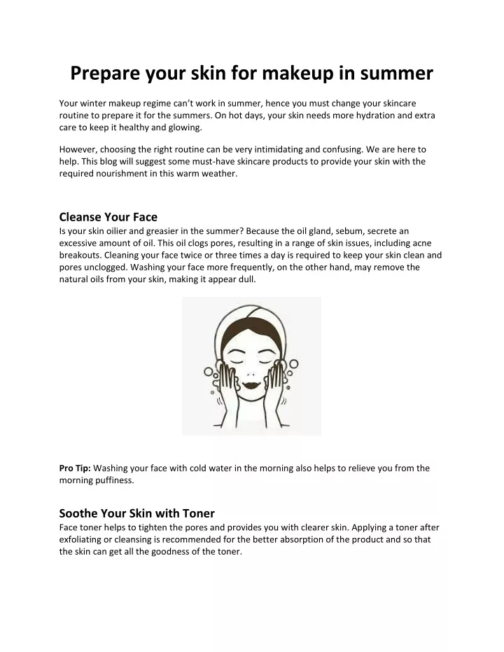 prepare your skin for makeup in summer