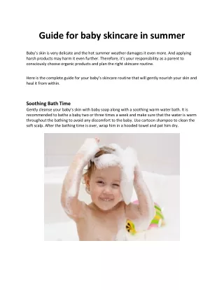 guide for baby skincare in summer
