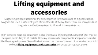 Lifting equipment and accessories