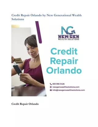 Credit Repair Orlando by New Generational Wealth Solutions