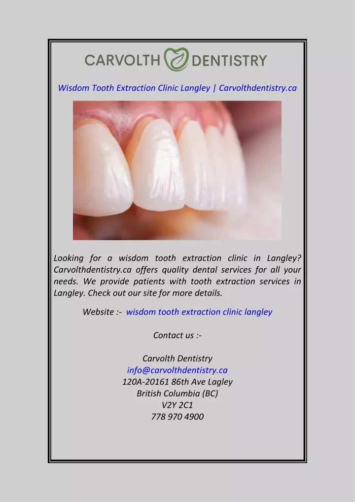 wisdom tooth extraction clinic langley