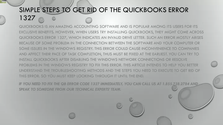 simple steps to get rid of the quickbooks error 1327