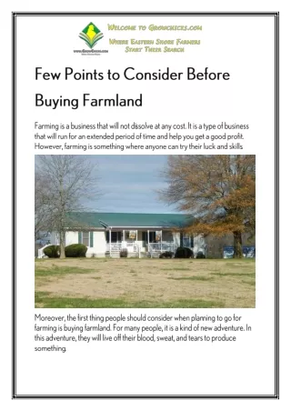 Few Points to Consider Before Buying Farmland