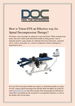 How is Triton DTS an Effective way for Spinal Decompression Therapy
