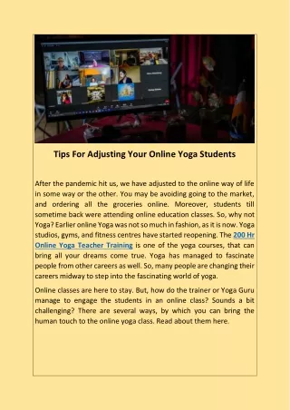 Tips for Adjusting Your Online Yoga Students