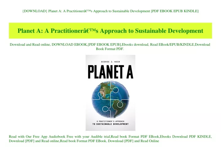 download planet a a practitioner s approach