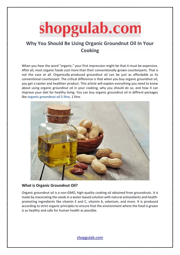 why you should be using organic groundnut