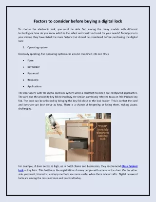 factors to consider before buying a digital lock