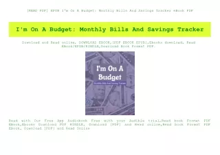 [READ PDF] EPUB I'm On A Budget Monthly Bills And Savings Tracker eBook PDF