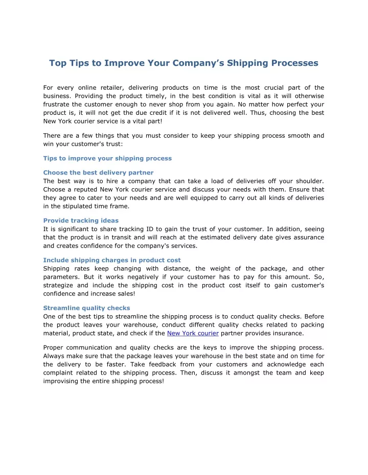 top tips to improve your company s shipping