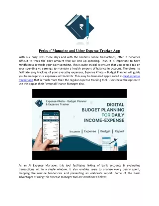 Perks of Managing and Using Expense Tracker App