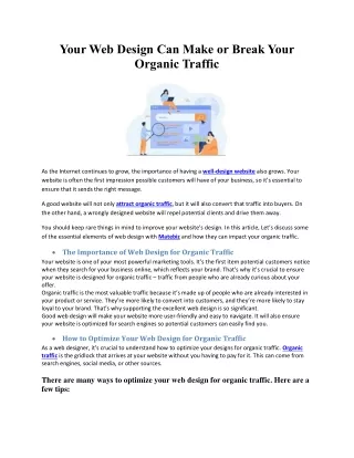 Your Web Design Can Make or Break Your Organic Traffic