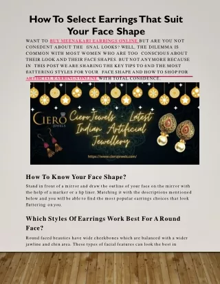 how to select earrings that suit your face shape
