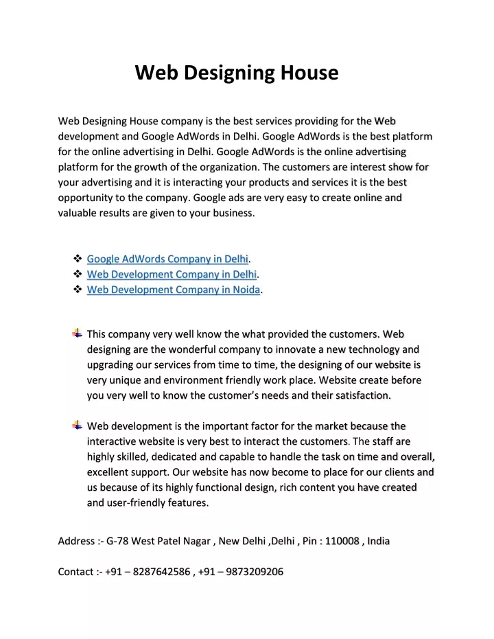 web designing house web designing house company