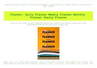 {epub download} Planner Daily Planner Weekly Planner Monthly Planner Yearly Planner Ebook READ ONLINE