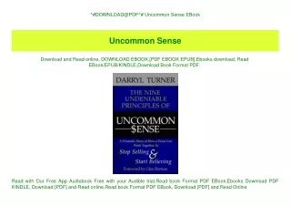 ^#DOWNLOAD@PDF^# Uncommon Sense EBook