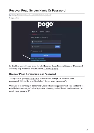recover pogo screen name or password