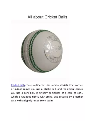 All about Cricket Balls