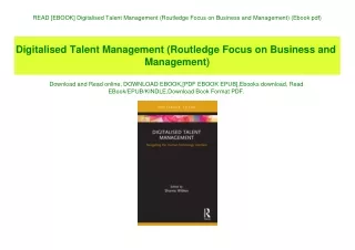 READ [EBOOK] Digitalised Talent Management (Routledge Focus on Business and Management) (Ebook pdf)