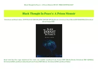 Black Thought In Peace's A Prison Memoir #P.D.F. FREE DOWNLOAD^