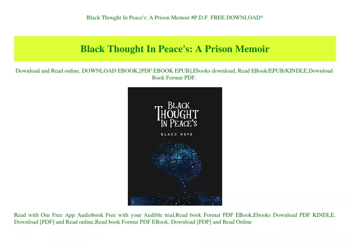 black thought in peace s a prison memoir