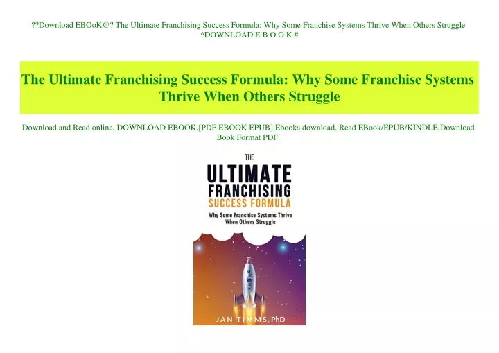 download ebook@ the ultimate franchising success