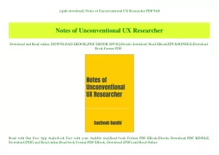 {epub download} Notes of Unconventional UX Researcher PDF Full