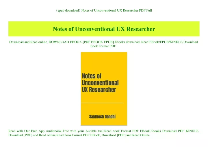 epub download notes of unconventional