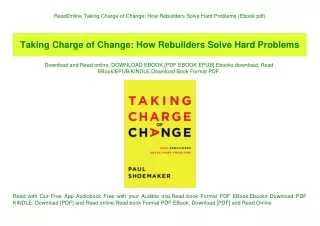 ReadOnline Taking Charge of Change How Rebuilders Solve Hard Problems (Ebook pdf)