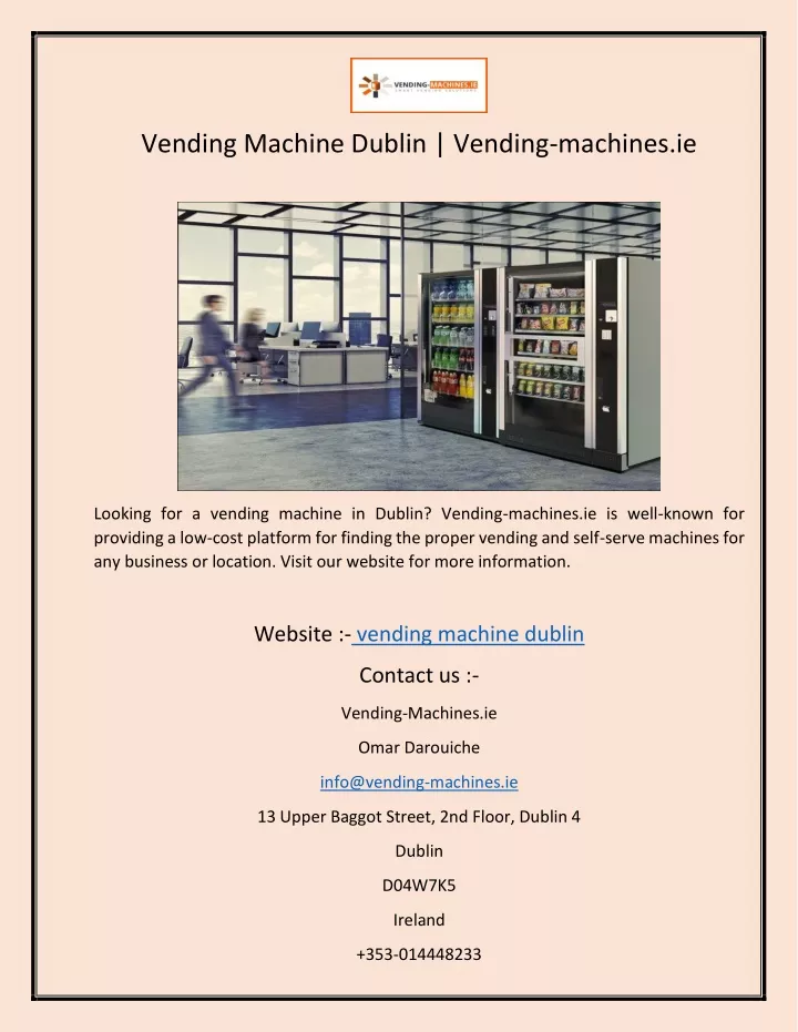 vending machine dublin vending machines ie