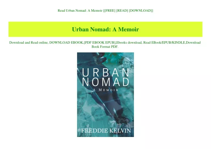 read urban nomad a memoir free read download