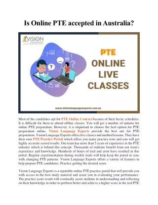 is online pte accepted in australia