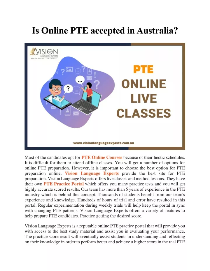 is online pte accepted in australia