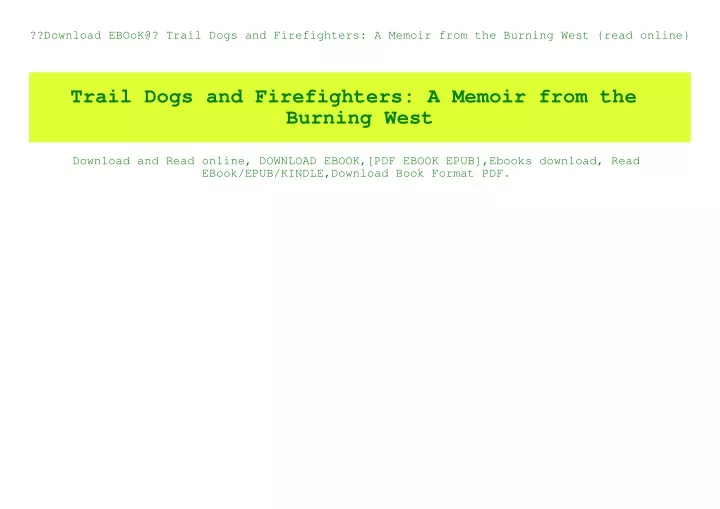download ebook@ trail dogs and firefighters