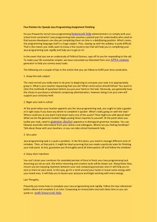 Five Pointers for Speedy Java Programming Assignment Finishing
