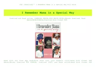 Pdf [download]^^ I Remember Mama in a Special Way Full Book
