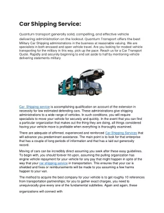 Car Shipping Service   s132233