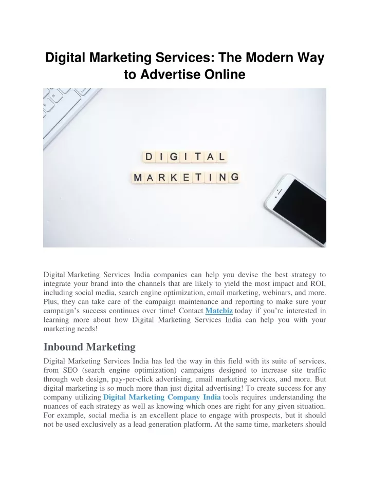 digital marketing services the modern