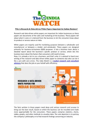 Why is Research & Data-driven White Papers Important for Indian Business