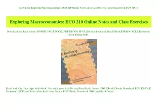 Download Exploring Macroeconomics ECO 210 Online Notes and Class Exercises download ebook PDF EPUB
