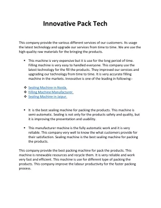 innovative pack tech