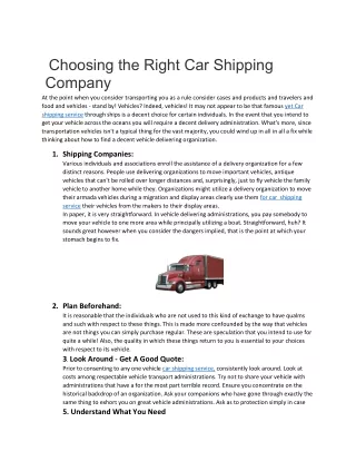 Choosing the Right Car Shipping Company