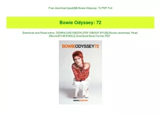 Free download [epub]$$ Bowie Odyssey 72 PDF Full