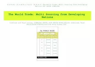 [F.R.E.E] [D.O.W.N.L.O.A.D] [R.E.A.D] The World Trade Multi Sourcing from Developing Nations PDF EBOOK DOWNLOAD