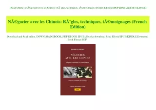 {Read Online} NÃƒÂ©gocier avec les Chinois RÃƒÂ¨gles  techniques  tÃƒÂ©moignages (French Edition) [PDF EPuB AudioBook Eb