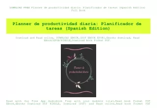 DOWNLOAD FREE Planner de productividad diaria Planificador de tareas (Spanish Edition) Full Book