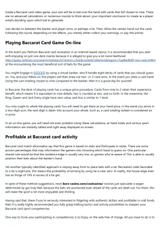 inside a baccarat card video game your aim will