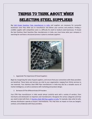 Things To Think About When Selecting Steel Suppliers