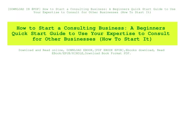 download in @pdf how to start a consulting