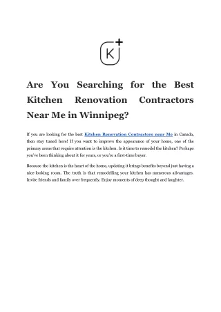 Are You Searching for the Best Kitchen Renovation Contractors Near Me in Winnipeg
